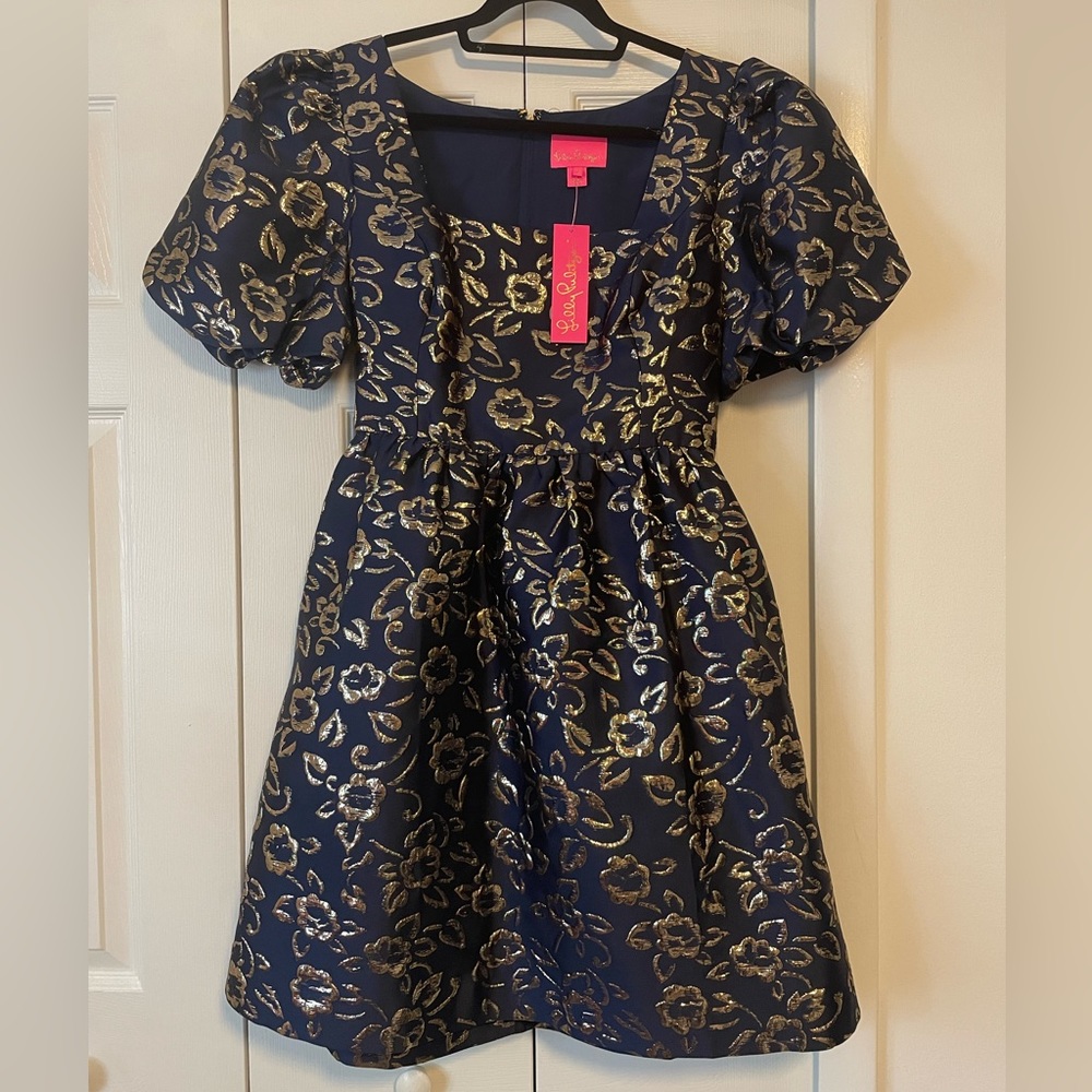 Lilly Pulitzer Kasslyn Dress, NWT Navy Gold Lilly Pulitzer Dress